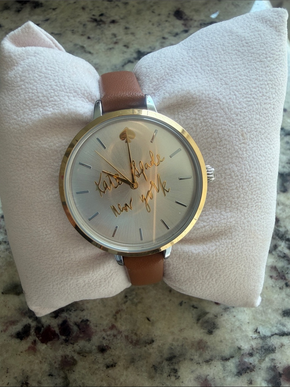 Kate Spade gold-accent brown leather strap watch